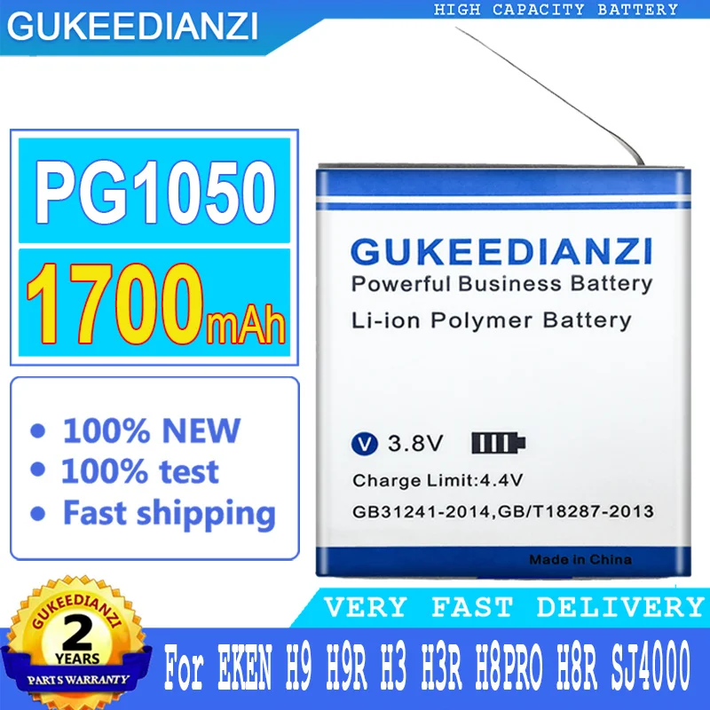 

New Bateria 1700mAh PG1050 High Capacity Battery For EKEN H3 H3R H8PRO H8R H9 H9R SJ5000 M10 SJ5000X SJ4000 SJCAM Camera Battery