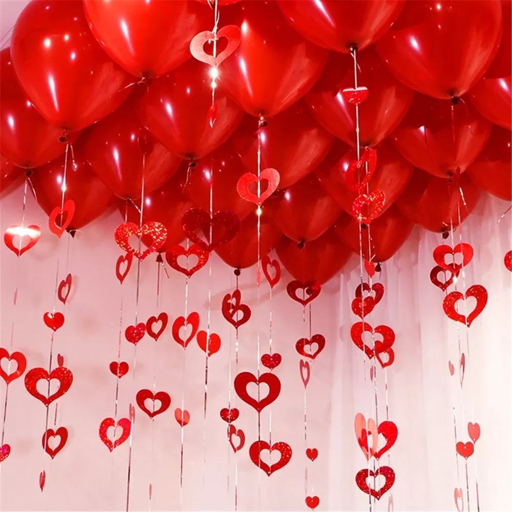 

Red Heart Laser Sequined Rain Balloon Pendant Romantic Wedding Room Birthday Party Decoration Balloon Accessories