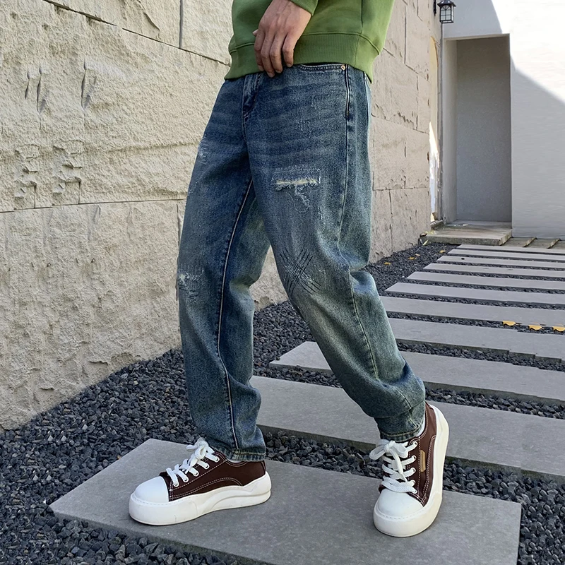 Новинка осени 2024 повседневные свободные мужские джинсы в американском стиле