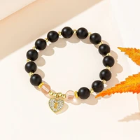 rhinestone heart charm love stylish shining volcanic stone beads bracelet for girls female