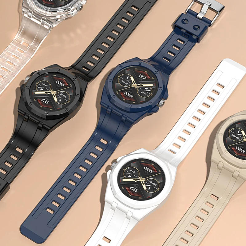 Silicone Strap Transparent Case for HUAWEI WATCH GT Cyber,Modified Watchband Advanced Sports Fashion Wristband Watch Accessory