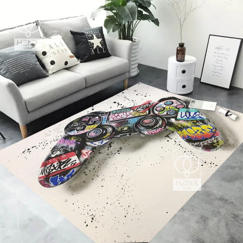 

Graffiti Art Carpet Abstract Street Art Gamepad “love ”living Room Home Area Rug Bedroom Kitchen Anti-slip Floor Mat Decoration