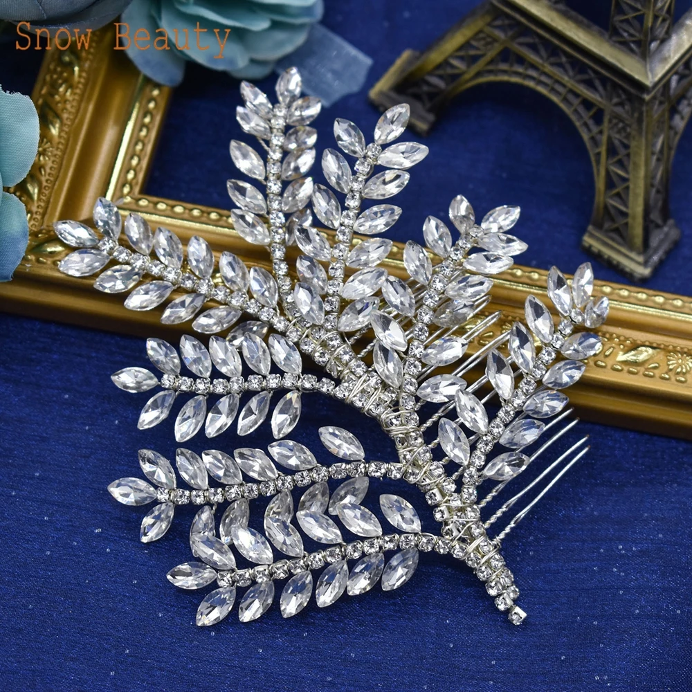 

DZ020 Silver Color Wedding Hair Combs Rhinestone Bridal Headpiece Trendy Pageant Bride Hair Accessories Jewelry Women Tiara