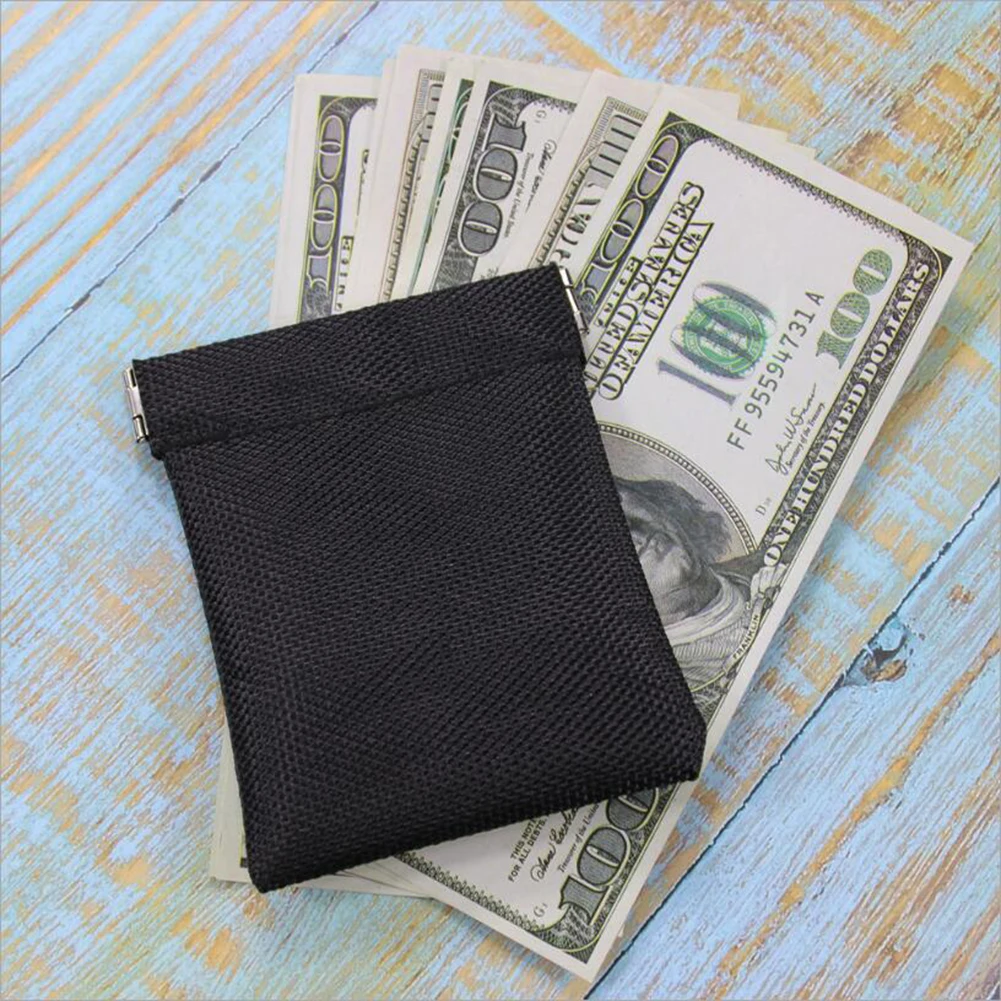 Black Coin Purse Small Earphones Wallet Bag Key Business Credit Card Holder Money Change Pouch Zipper Women Men Kids Girl