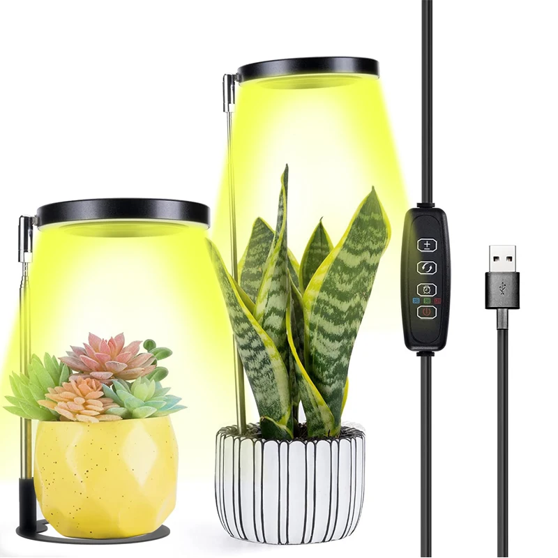 Full Spectrum Led Plant Light For Indoor Plants Height Adjustable Growing Lamp With Timer 3/9/12h Dimmable Brightness