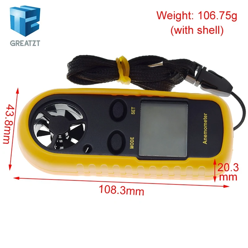 GREATZT цифровой анемометр 0-30 м/с измеритель скорости ветра-10 ~ 45C тестер температуры