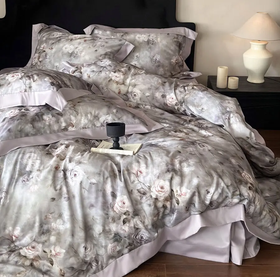 Постельное белье NoEnName_Null тенсельный хлопок американский стиль розово-фиолетовый