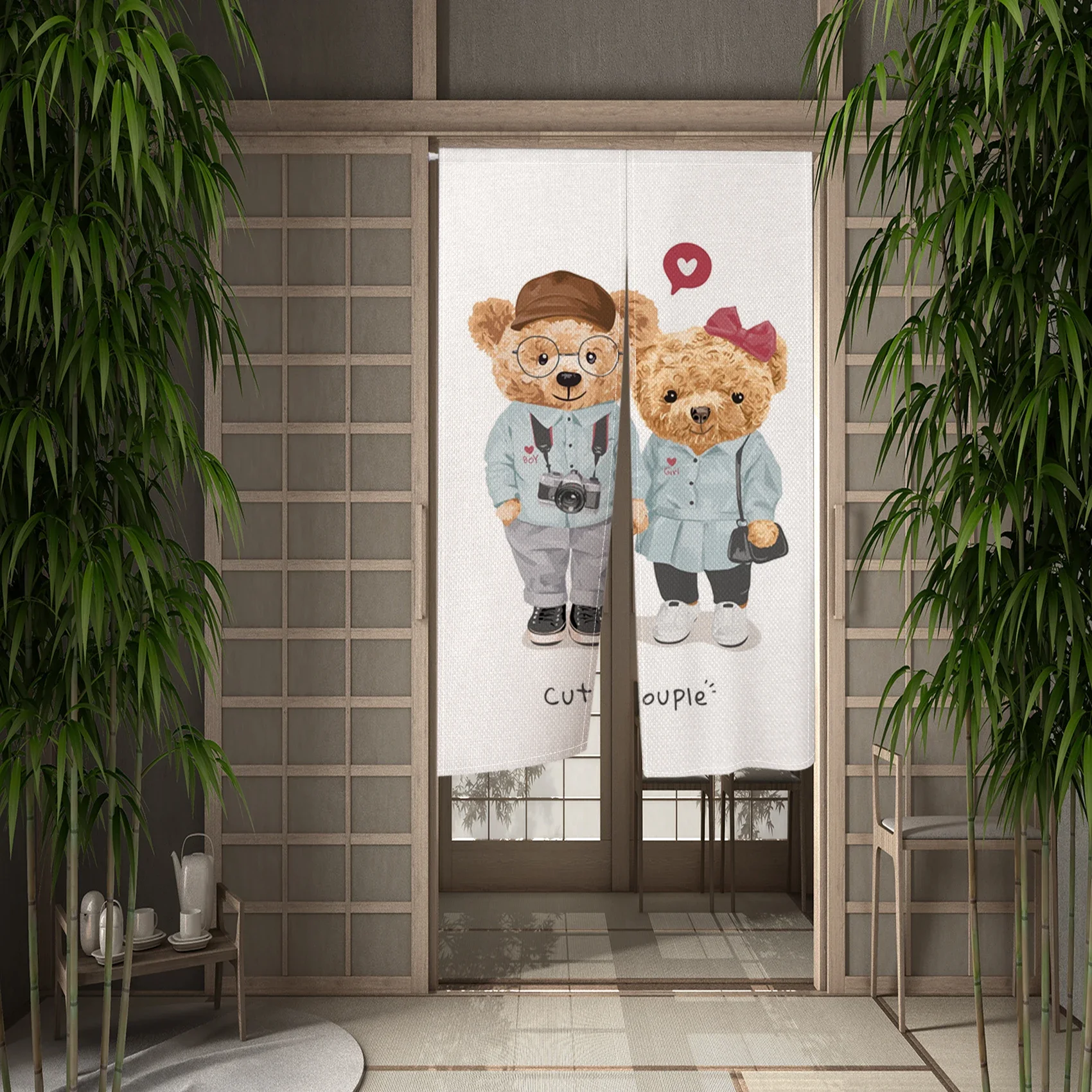 Забавное животное кошка дверь куратин медведь собака японская дверная