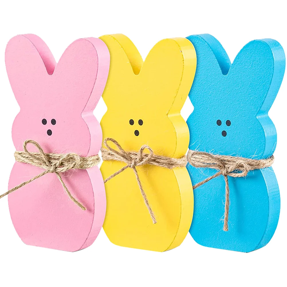 

Easter Bunny Wooden Table Decor Sign Rabbit Wood Spring Decorations Signs Shape Tray Decoration Tiered Centerpiece Ornaments