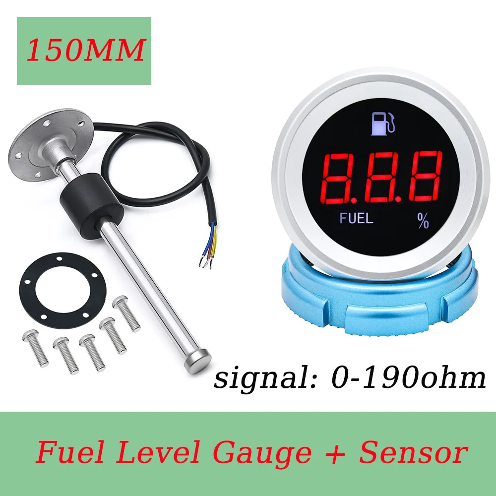 

Датчик уровня топлива 100-600 мм, цифровые датчики уровня топлива, 52 мм, водонепроницаемый ЖК-метр масляного бака для морского автомобиля, кемпера, яхты