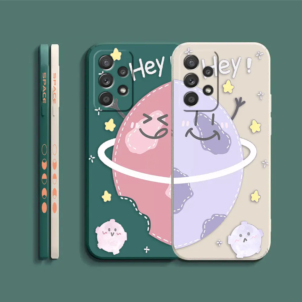Case For Samsung Galaxy A91 A14 A73 A72 A71 A53 A52 A51 A42 A33 A32 A22 A21S A715F A52S A22S 4G 5G Case Hey Cartoon Earth Star