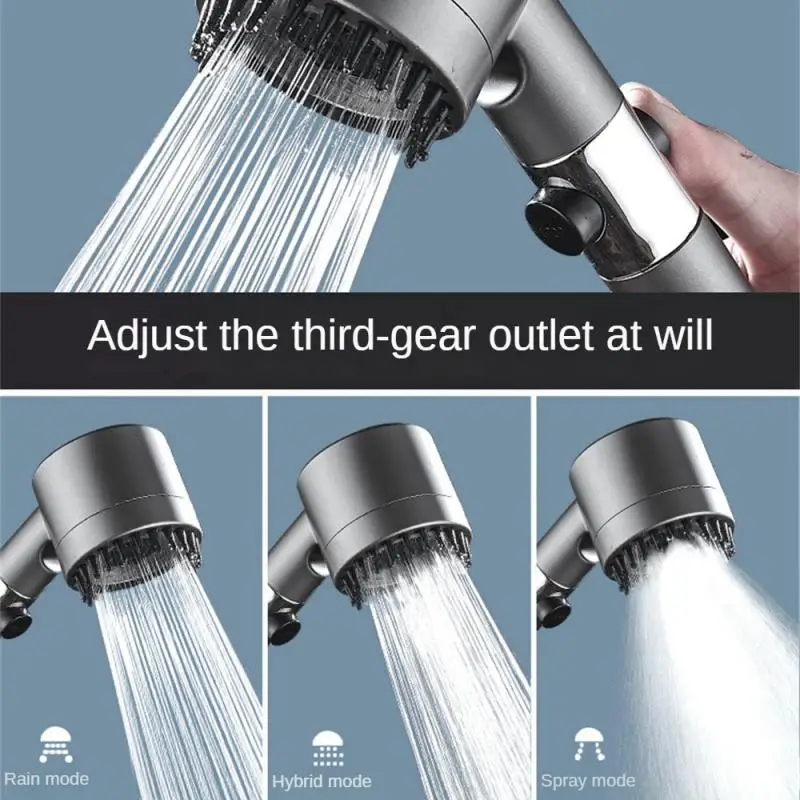 

3 Mode Shower Head Water Saving Adjustable High Pressure Shower One-Key Stop Water Massage Eco Shower Bathroom Accessories