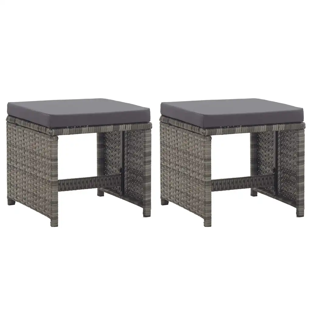 

Outdoor Patio Stools Deck Porch Garden Furniture Set Balcony Lounge Chair Decor with Cushions 2 pcs Poly Rattan Anthracite
