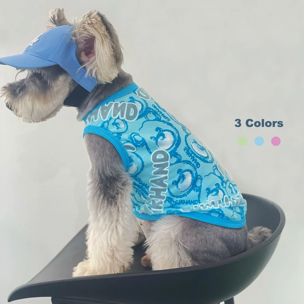 

TawneyBear Bear Print Dogs Shirt Breathable Summer T-Shirts Lightweight Soft Top Sleeveless Vest Quick Dry Tee Shirt Pet Apparel