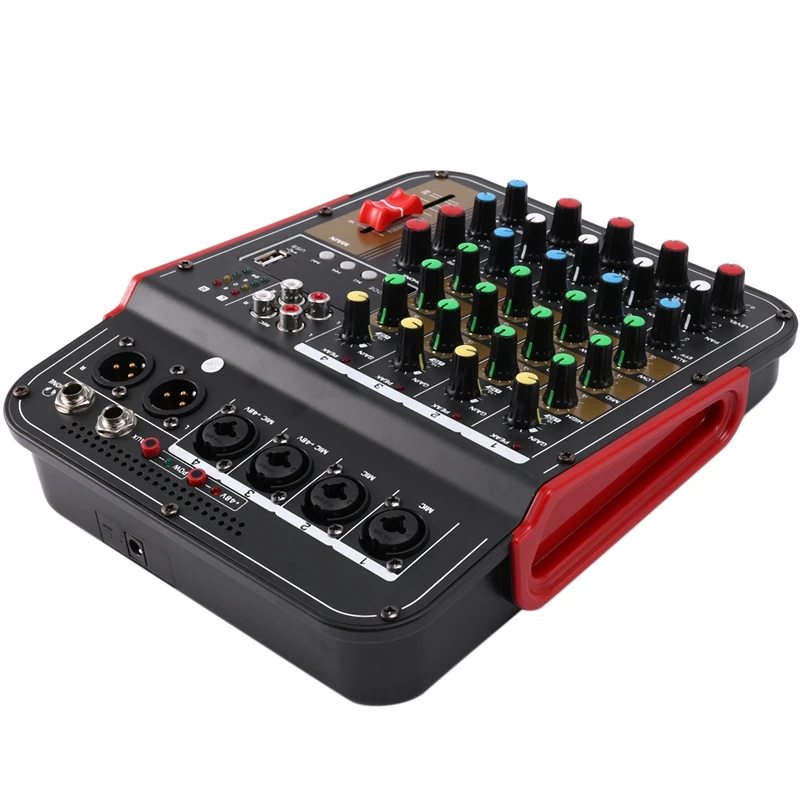 TM4 Digital 4-Channel Audio Mixer Mixing Console Built-In Phantom Power with Audio System for Studio Recording(EU Plug)