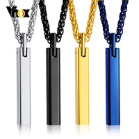 vnox bar necklace for men tungsten geometric pendant with stainless steel wheat chain casual simple male neck collar