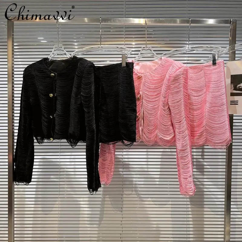 Элегантный женский комплект из двух предметов осень 2022 новая мода короткий