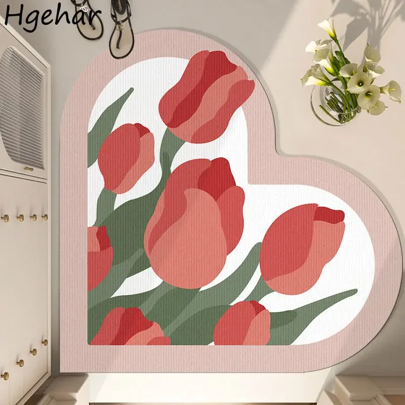 Ins Коврики для пола с цветочным принтом в форме сердца скандинавский домашний