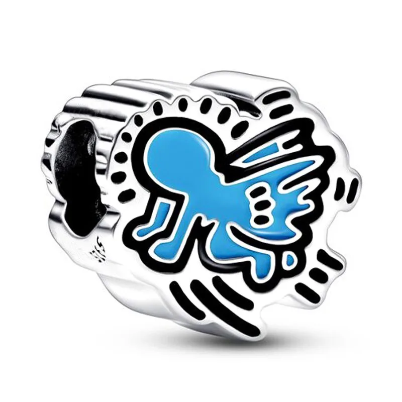 

Original Moments Blue Baby Angel Bead Charm Fit Pandora 925 Sterling Silver Bracelet Bangle Diy Jewelry