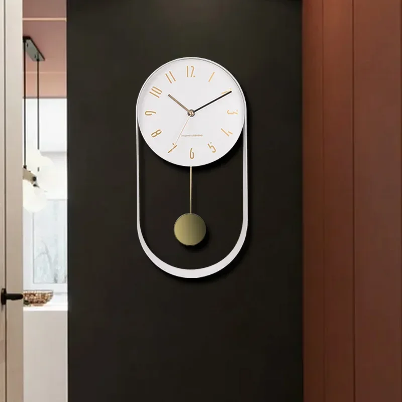 

Iron Art Swing Wall Clock Modern Design Nordic Living Room Hanging Watch Home Decor Round Creative Bedroom Silent Wall Clock New