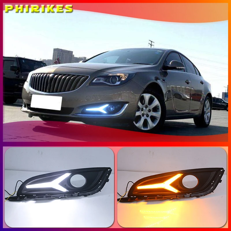 

Дневные ходовые огни для Buick Regal Opel Insignia 2014-2016 светодиодный ные дневные ходовые огни с указателем поворота, 2 шт.