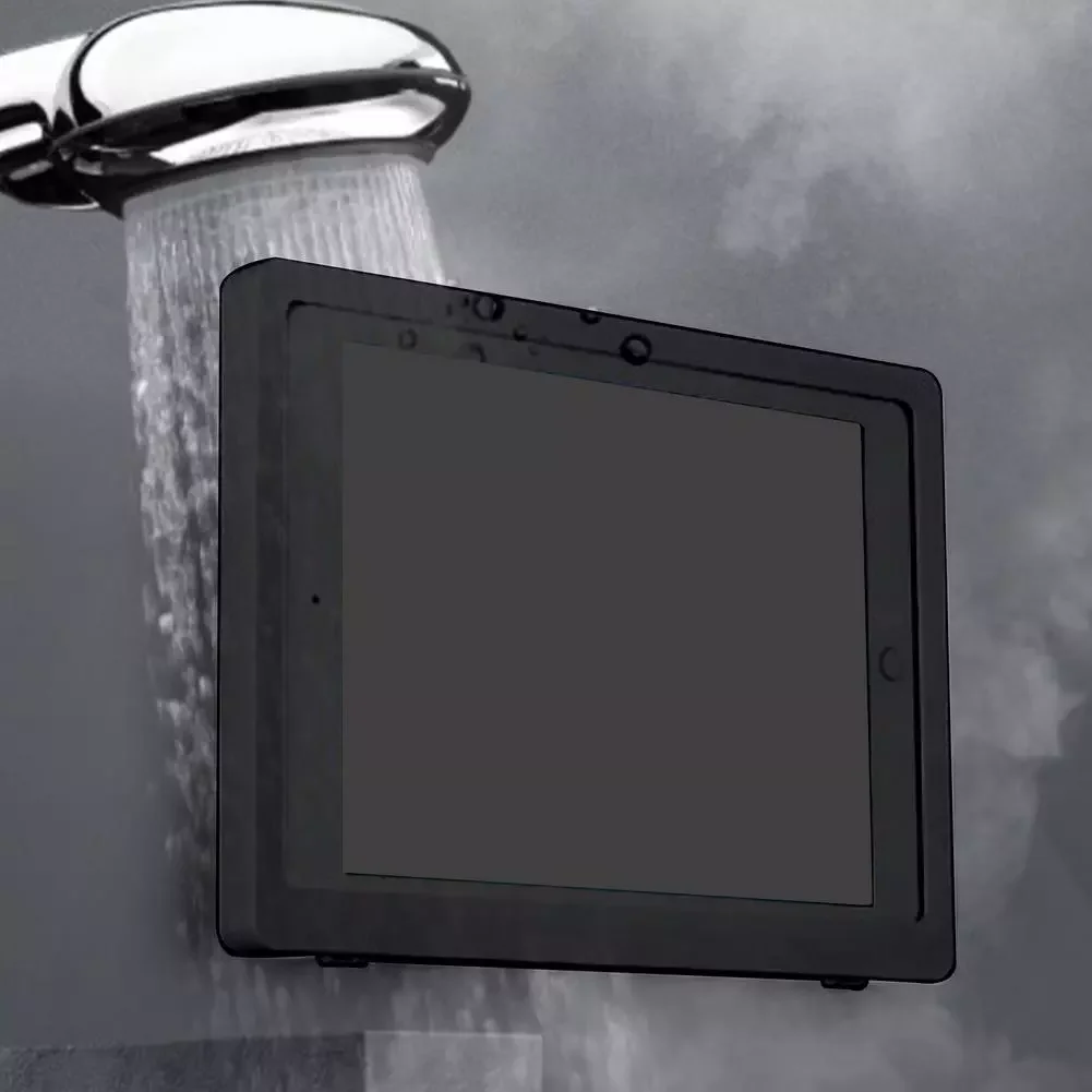 

Shower Holder Bathroom Waterproof Case Box Self-Adhesive Wall Mounted Touch Screen 360 Degree Rotatable Tablet Shell