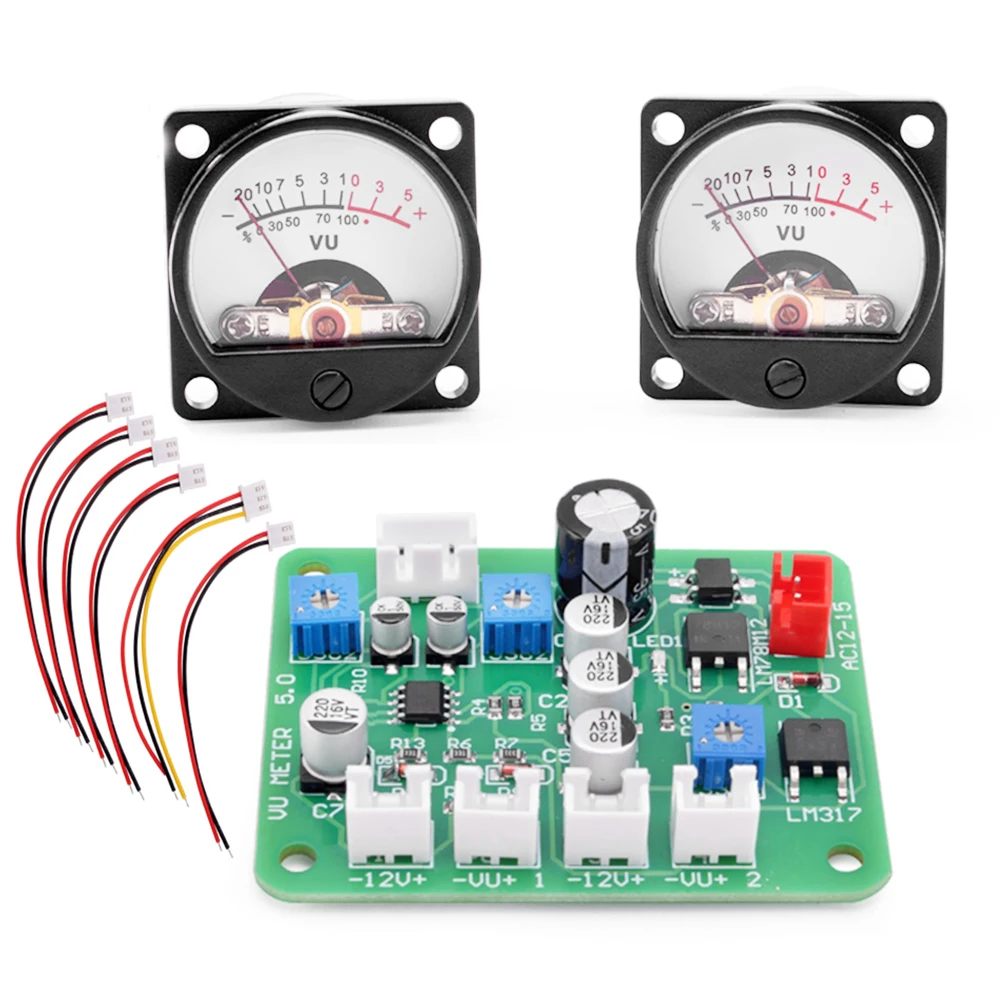 

35mm VU Meter Stereo Audio Level Indicator Audio Meter Backlight Adjustable + Driver Board For HiFi Amplifier Practical Durable