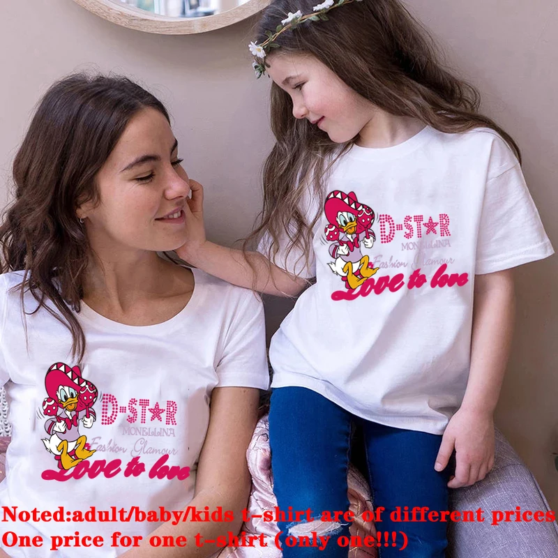 

Disney Donald Duck Summer Mother Kids T Shirt Cotton Family Matching Casual Short Sleeve Cartoon Donald Print Family Unisex Look