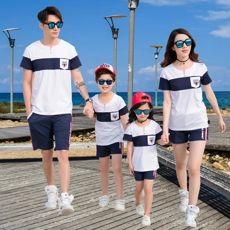 VIDMID baby kids color matching mother child summer clothes new parent-child short sleeve T-shirts s