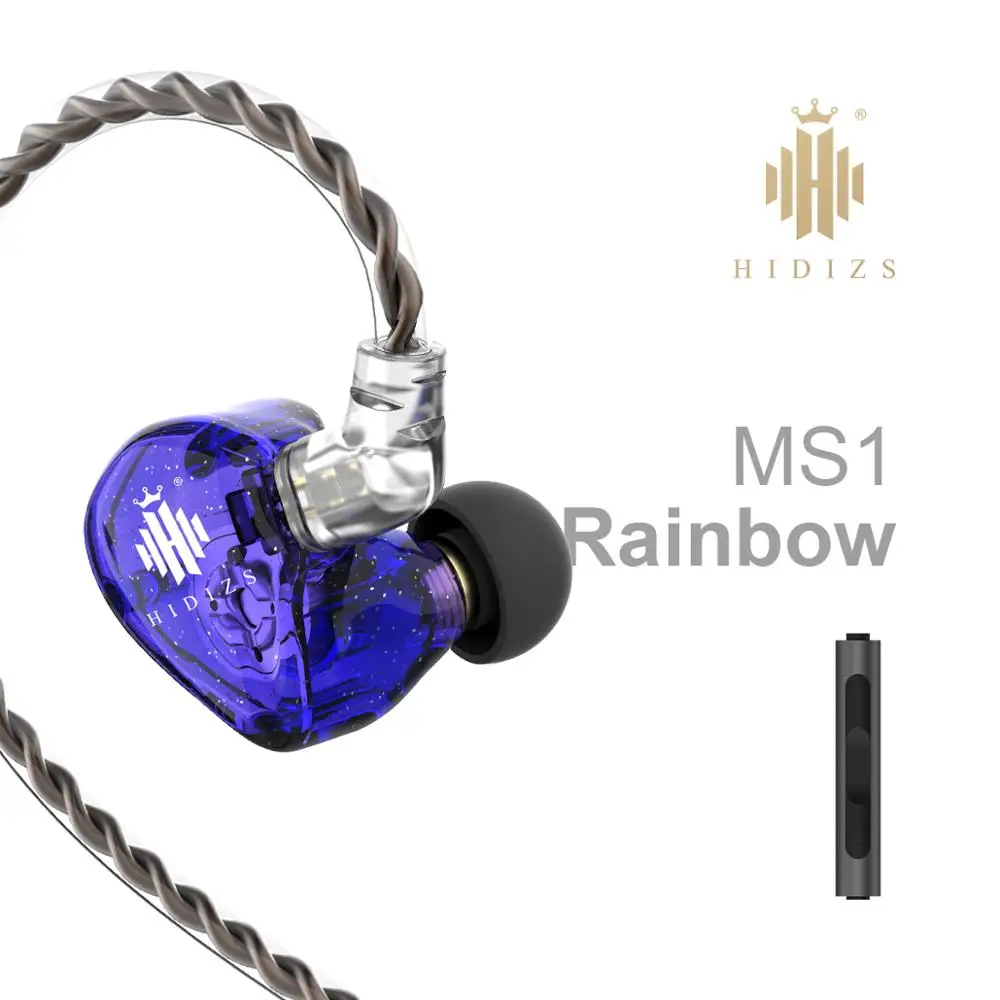 

Hidizs MS1 Rainbow 3.5mm Headphones Wired Audiophile Dynamic Diaphragm Hi-Fi IEM Earphones with Detachable Cable