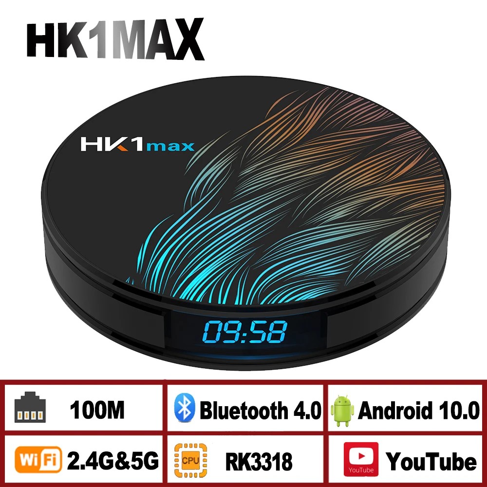 Умная ТВ-приставка HK1MAX Android 10 0 RK3318 2 4 ГГц/телефон Wi-Fi Bluetooth 4K 1080P медиаплеер USB3.0 HK1 MAX
