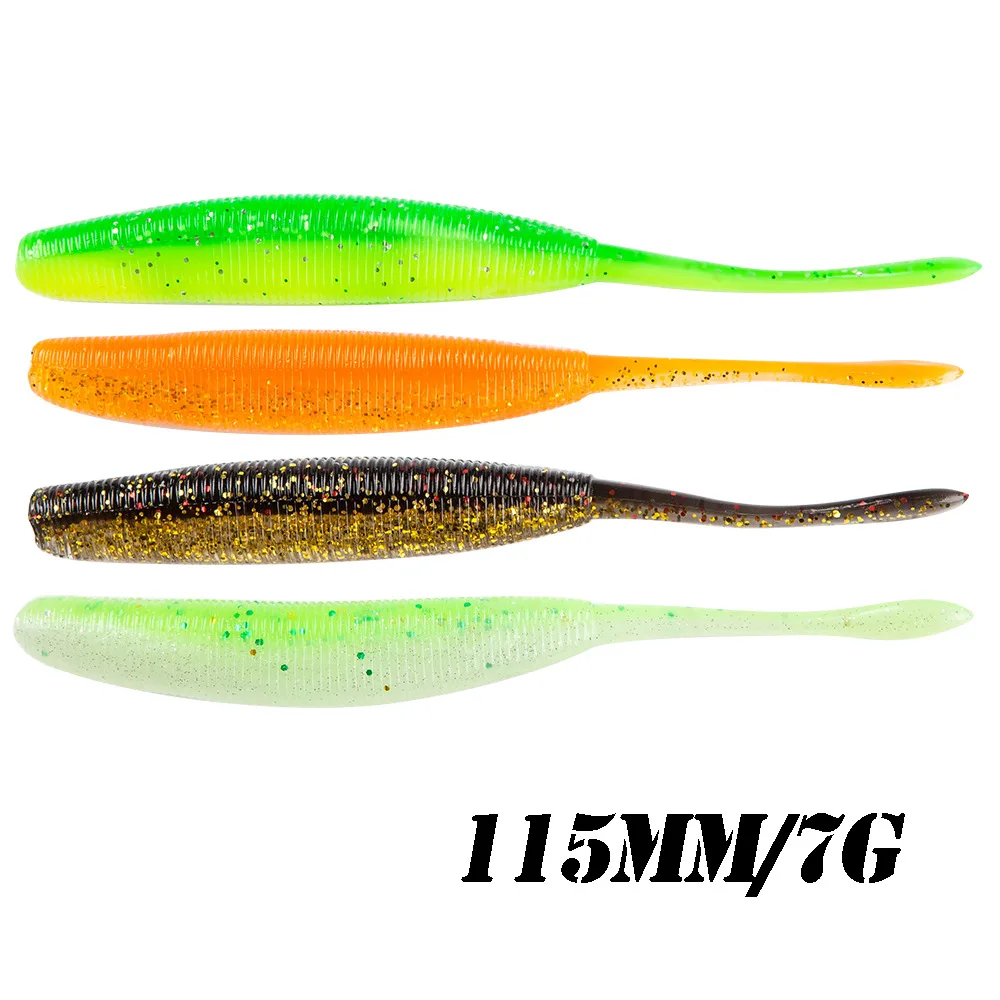 

Go-again 11.5cm 7g sinking worm high specific gravity lead free soft lure black pit lure bass fake lure 6pcs