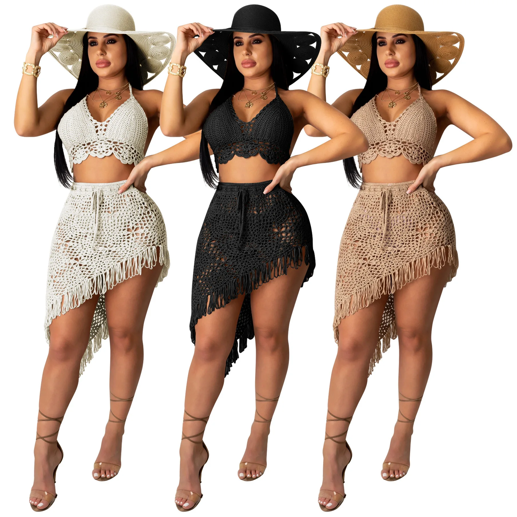 

Women's Sexy Handmade Crocheted Tassel Casual Suit Beach Swimwear Coverall