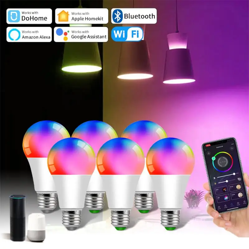 

Alexa Lamp Smart LED Bulb 12W WiFi Light RGB E27 Homekit Dohome 110V 220V Google Home Assistant Voice Control Dimmable