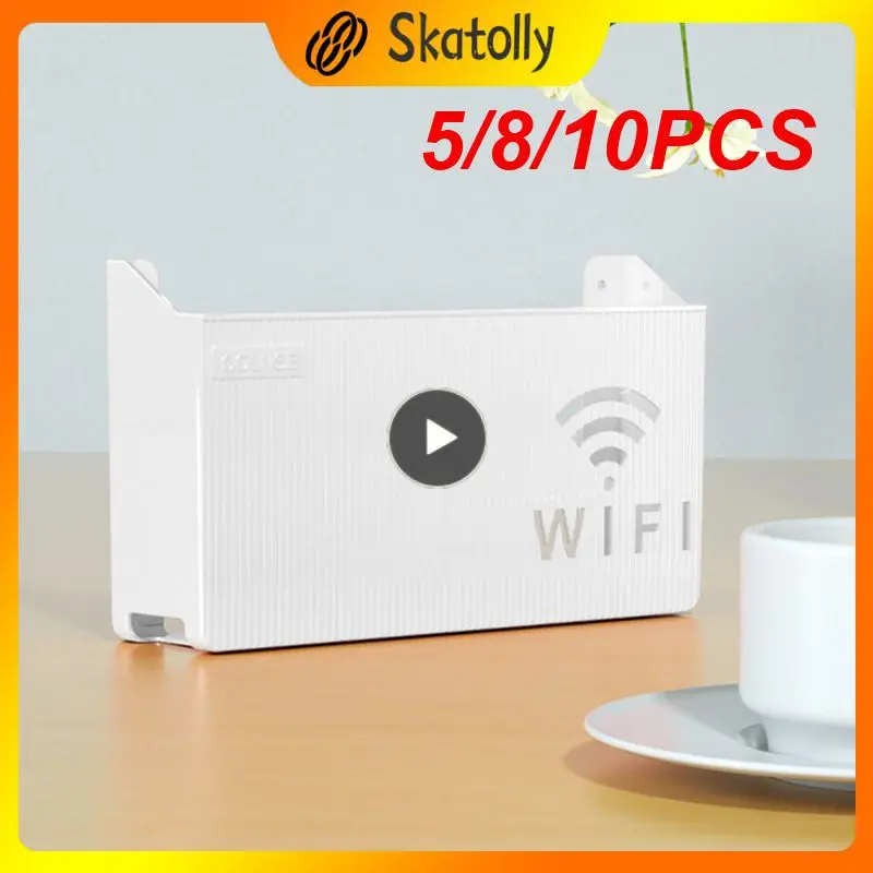 

5/8/10PCS Plastic Storage Box Set-top Box Shelf Cable Power Bracket Office Media Decor Game Console