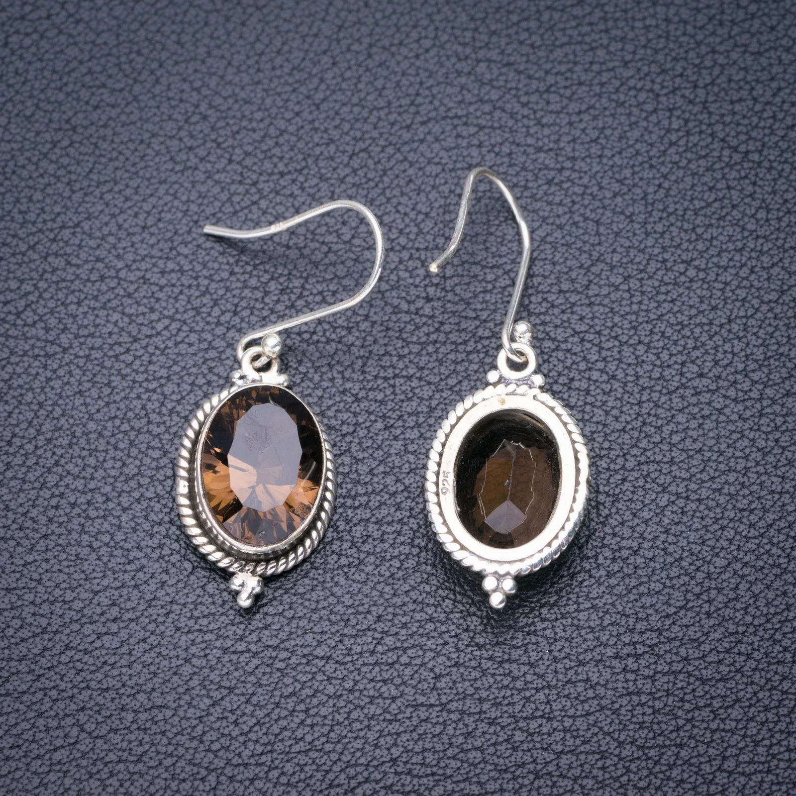 

StarGems Natural Smoky Quartz Handmade 925 Sterling Silver Earrings 1.5" E6340