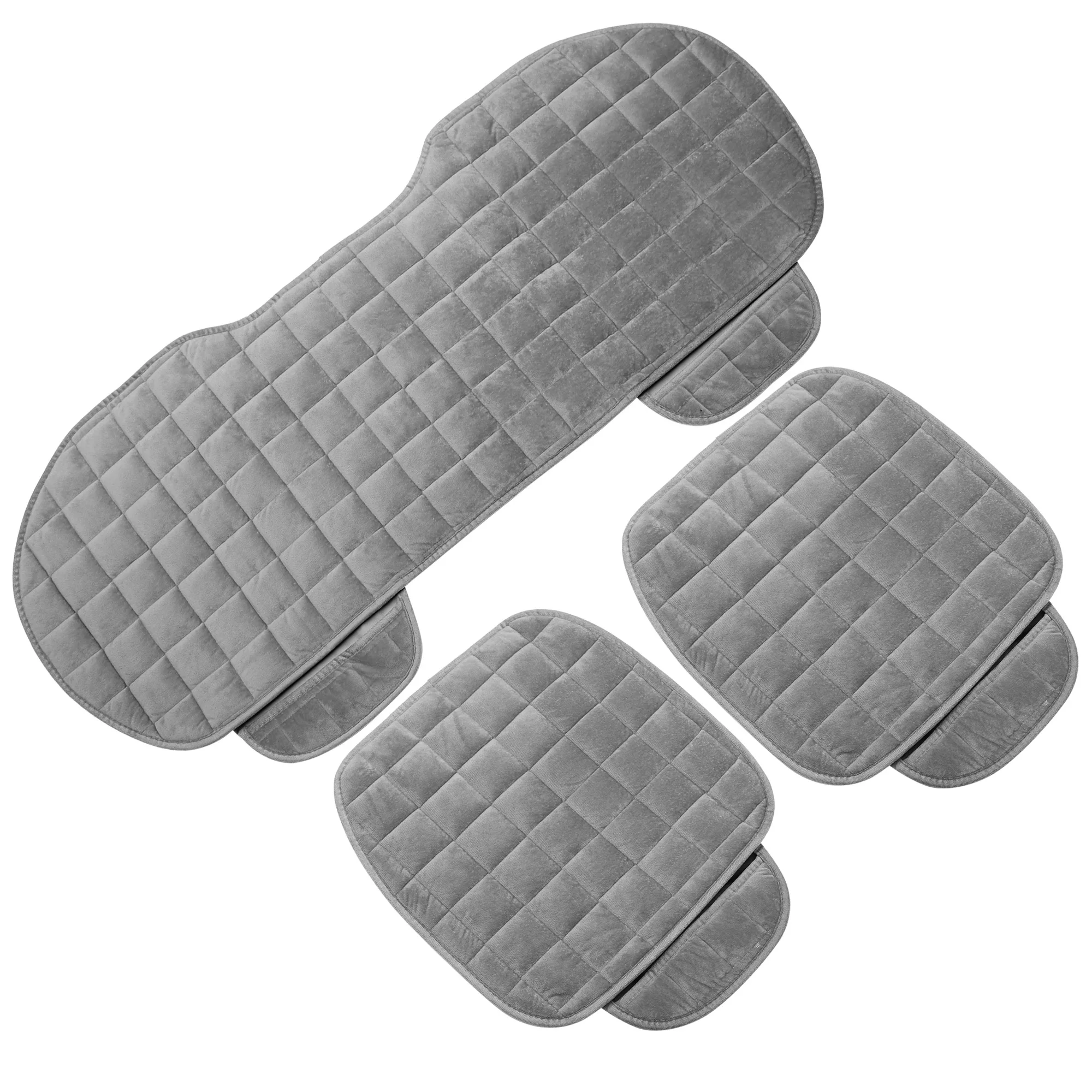 

Universal Plush Car Front Rear Seat Cushion Cover Pad Brown Set of 3