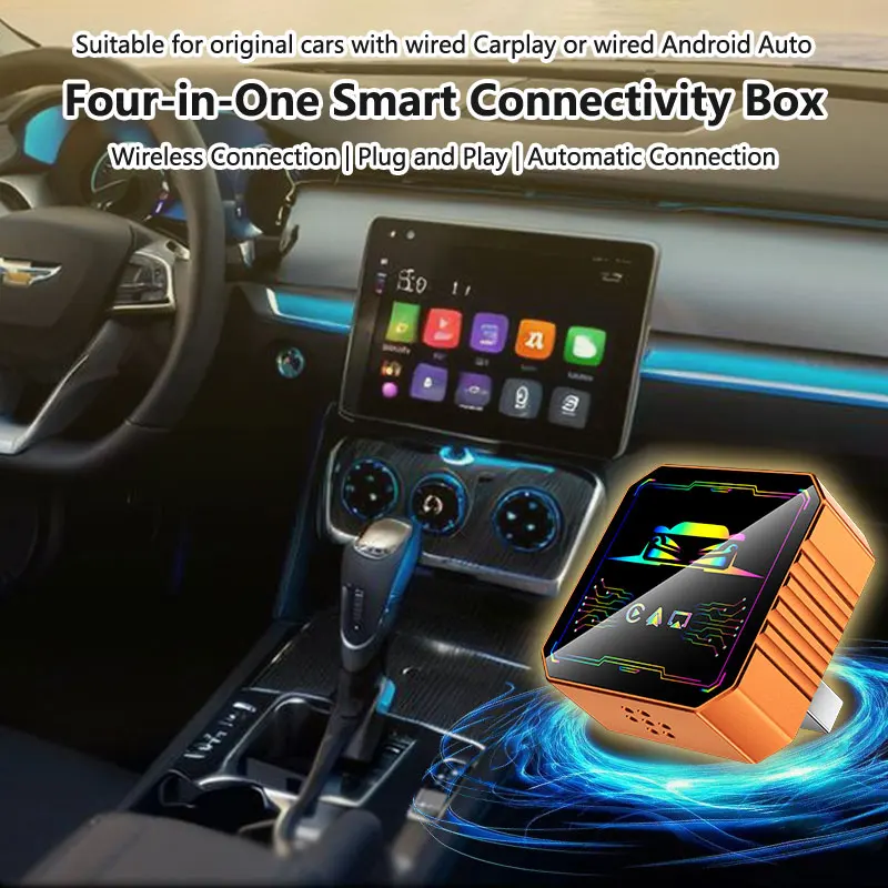 Фото Мини-беспроводной адаптер CarPlay USB Plug and Play с Wi-Fi и Bluetooth для iPhone и Android Auto, подключение AirPlay, 4-в-1, CarPlay 2026, Новинка №2