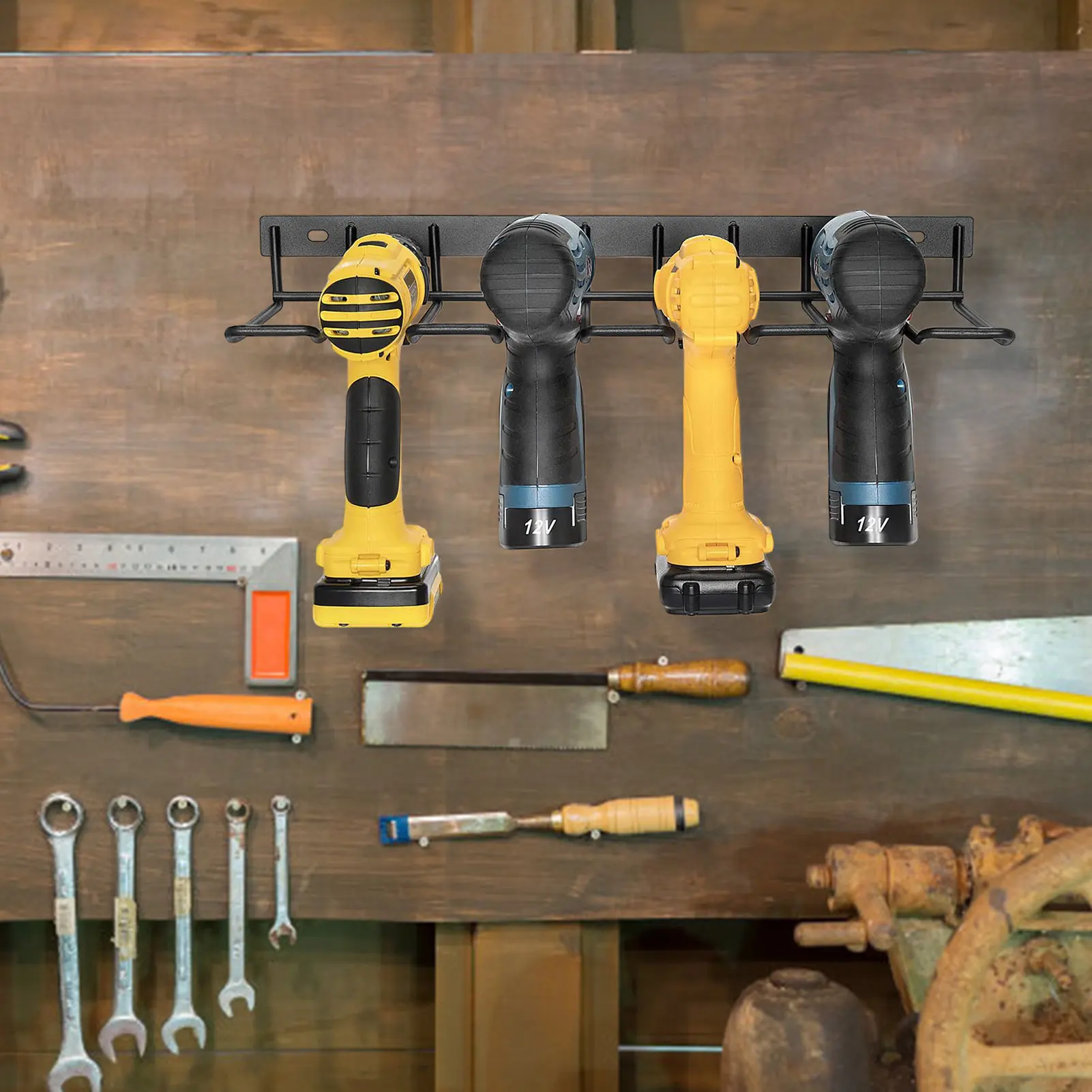 

Drill Holder Wall MountHeavy Duty Floating Tool Rack Wall Mount Heavy Duty Floating Power Tool Rack For Garage Workshop Home