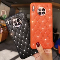 for huawei mate 30 40 p50 pro rhinestone rhombus case fragrance luxury leather phone case for huawei honor 50 40 pro cover case