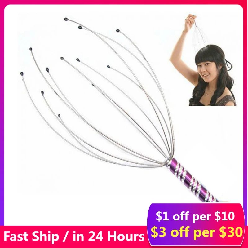 

1Pcs Head Relaxing Massager Claw Head SPA Scalp Neck Stress Relief Octopus Massage Release Head Physician Steel Ball Massager