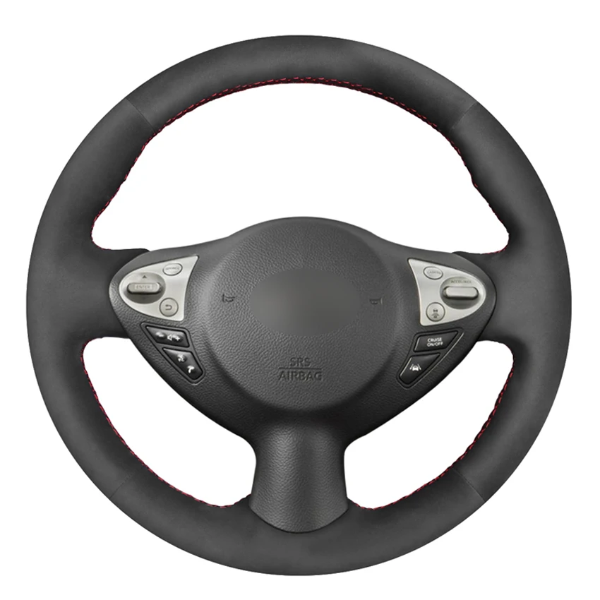 Black Faux Suede Steering Wheel Cover for Nissan Juke Maxima 2009-2017 Sentra SV 370Z 2008-2020 Infiniti FX FX35 FX37 FX50 QX70