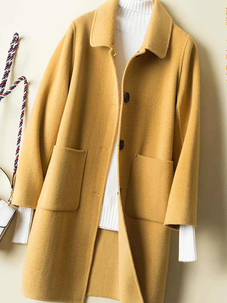 

Temperament Loose Doll Collar Single-Breasted Woolen Coat 2022 Autumn New Korean Fashion Women'S Clothing