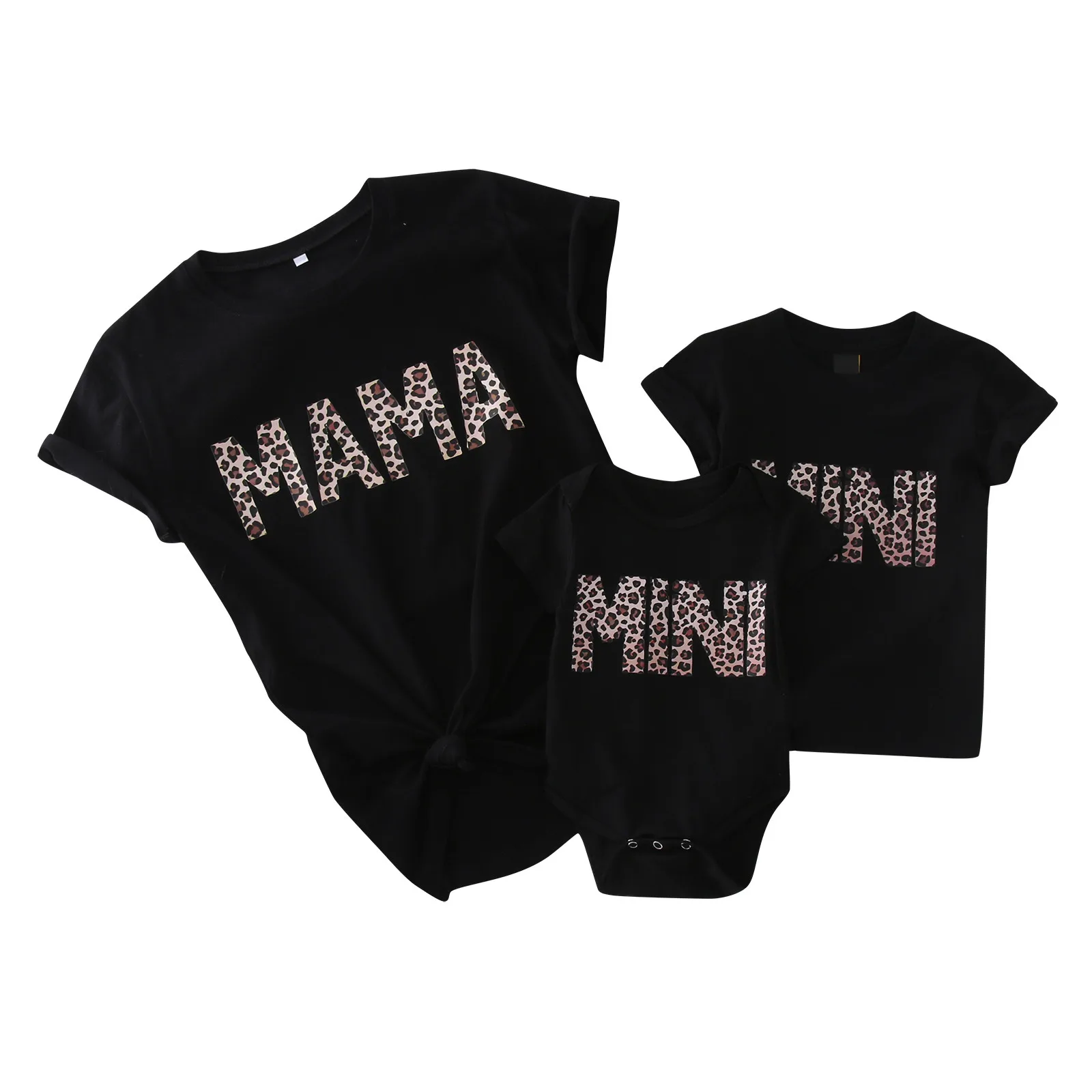 

Print Romper Baby Boys Mommy And Summer Outfits Leopard Family Clothes Matching Sleeve Me Short Letter For Baby's Girls Clothing
