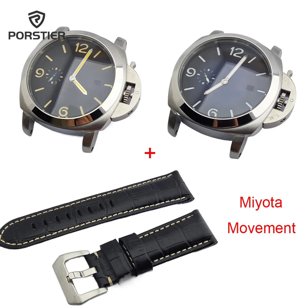 

45mm Miyota 8215 2813 Movement Case For Panerai Stainless Steel Men Automatic Mechanical Watch Black Dial Replacement Parts