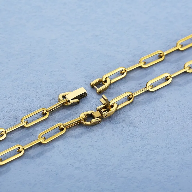 Очаровательное колье Fongten в стиле хип-хоп цепочка из нержавеющей стали золотого