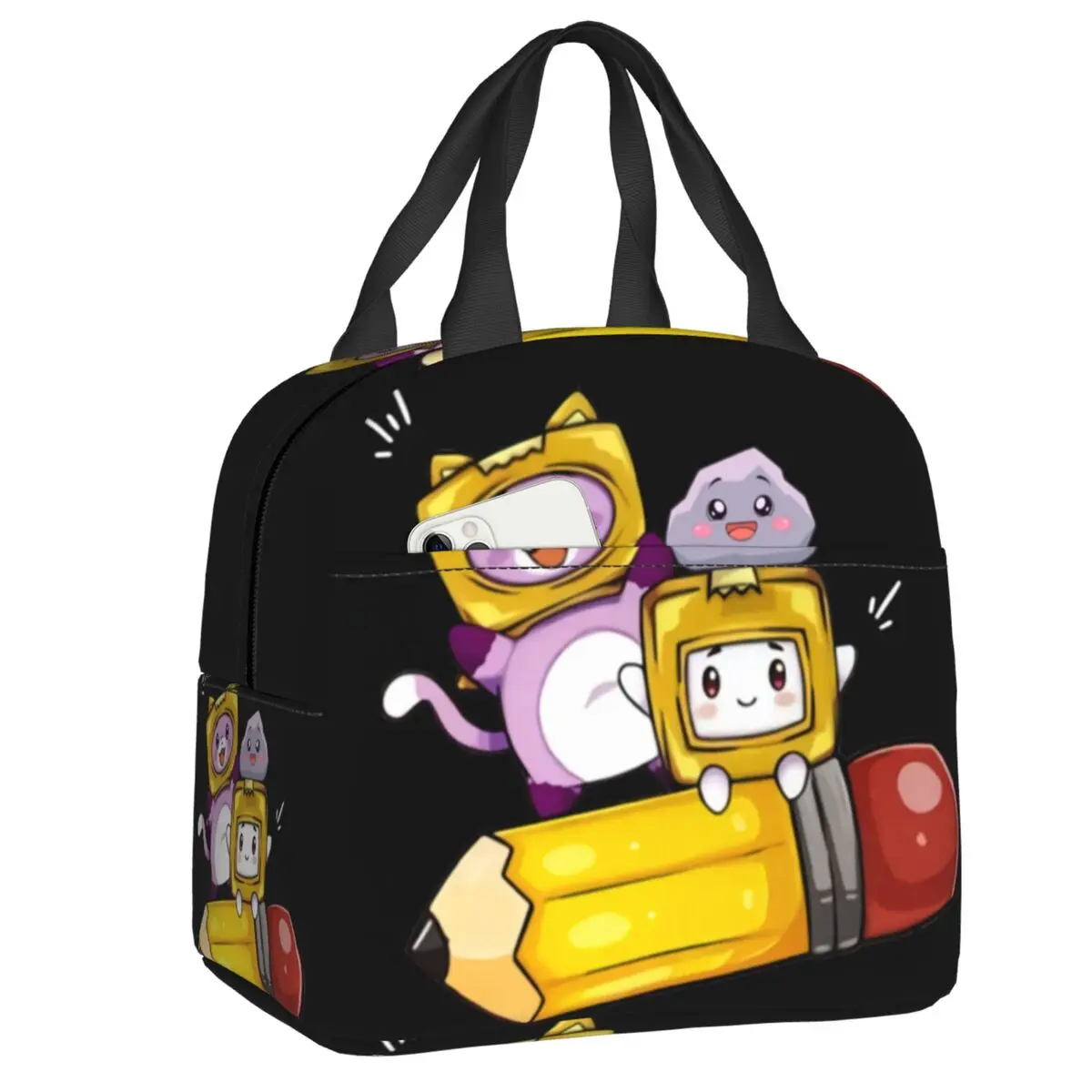 

Cartoon Animation Lankybox Thermal Insulated Lunch Bags Women Portable Lunch Tote Kids School Children Multifunction Food Box