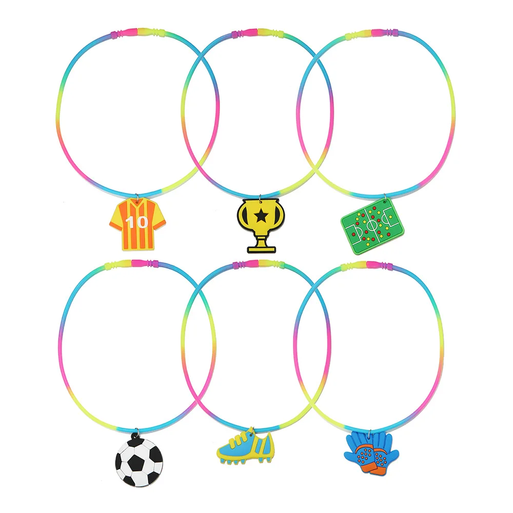 

Football Silicone PVC Necklace Soccer Party World Cup Sports Theme Party Decor Happy Football Birthday Party Decor Kids Favor
