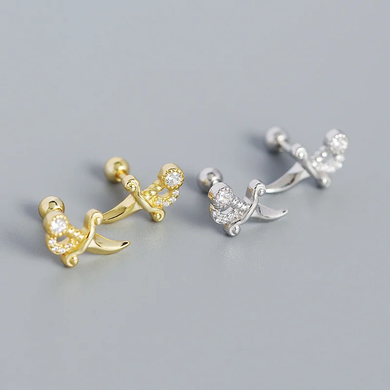 Retro Dainty Fashion Geometric Stud Earrings 925 Sterling Silver For Women 2022 Luxury Small Dagger Designer Gothic Fine Jewelry