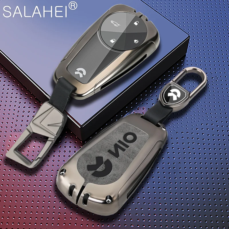 

Zinc Alloy Car Smart Remote Key Case Full Cover Protector Shell Bag Set For Nio ES6 ES8 Auto Keychain Protect Holder Accessory